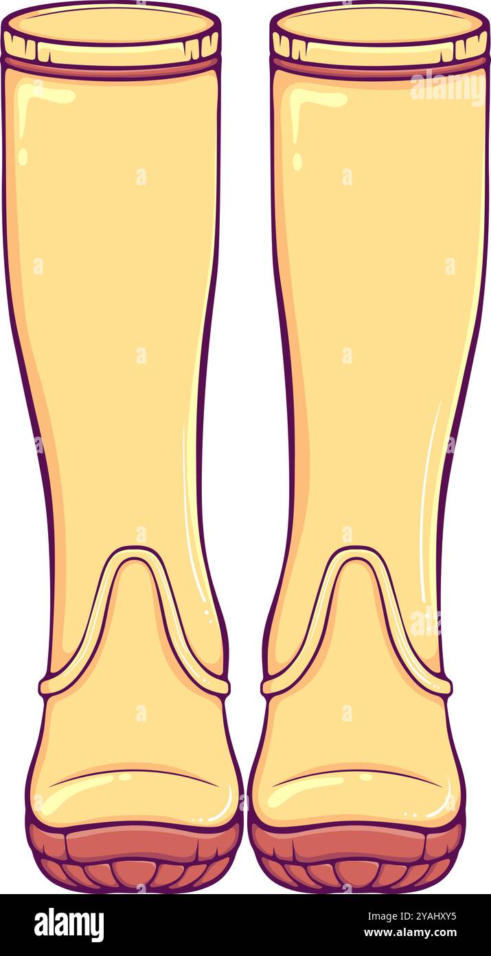 Yellow rubber boots color Stock Vector