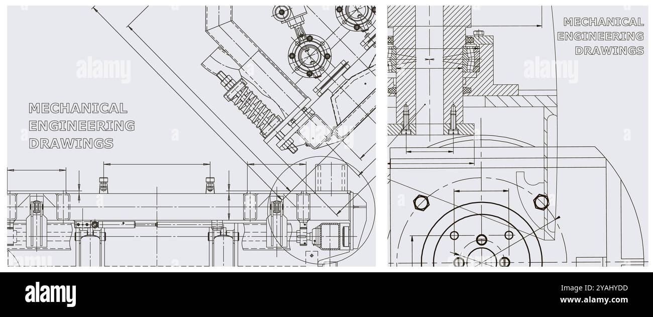 Blueprint. Abstract Technology Background. Engineering illustration set. Mechanical engineering Stock Vector