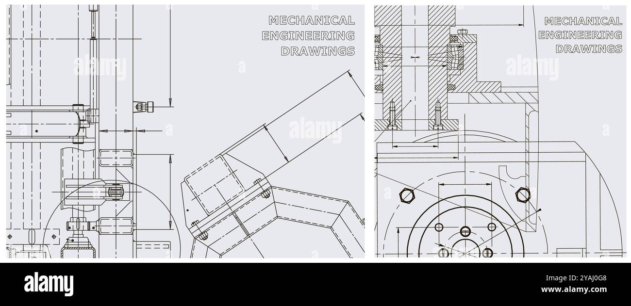 Blueprint. Engineering illustration set. Abstract Technology Background. Mechanical engineering Stock Vector