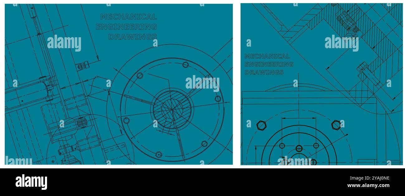Blueprint. Abstract Technology Background. Engineering illustration set. Mechanical engineering drawing. Technical Stock Vector