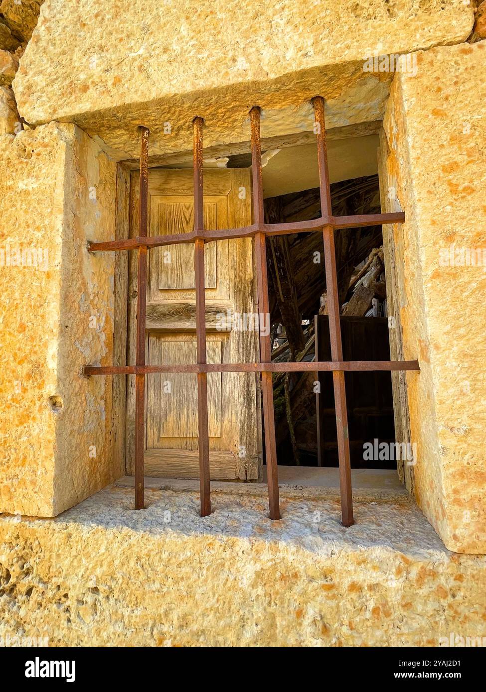 Window of house in ruins. Atauta, Soria province, Spain. - Smartphone Captured Stock Image