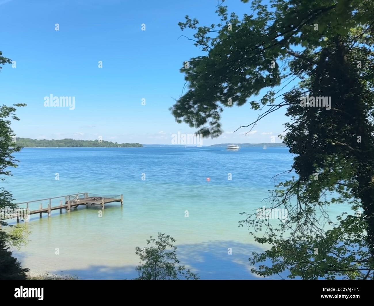 lake starnberg lake front on a sunny summer day - Smartphone Captured Stock Image