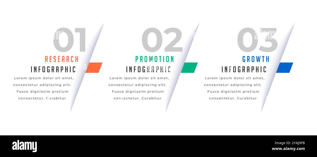 three step infographic workflow element banner for office presentation ...