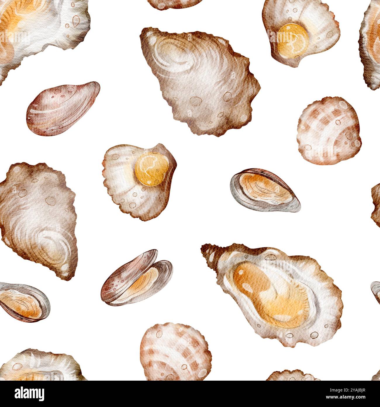 Watercolor Seafood seamless pattern Stock Photo - Alamy
