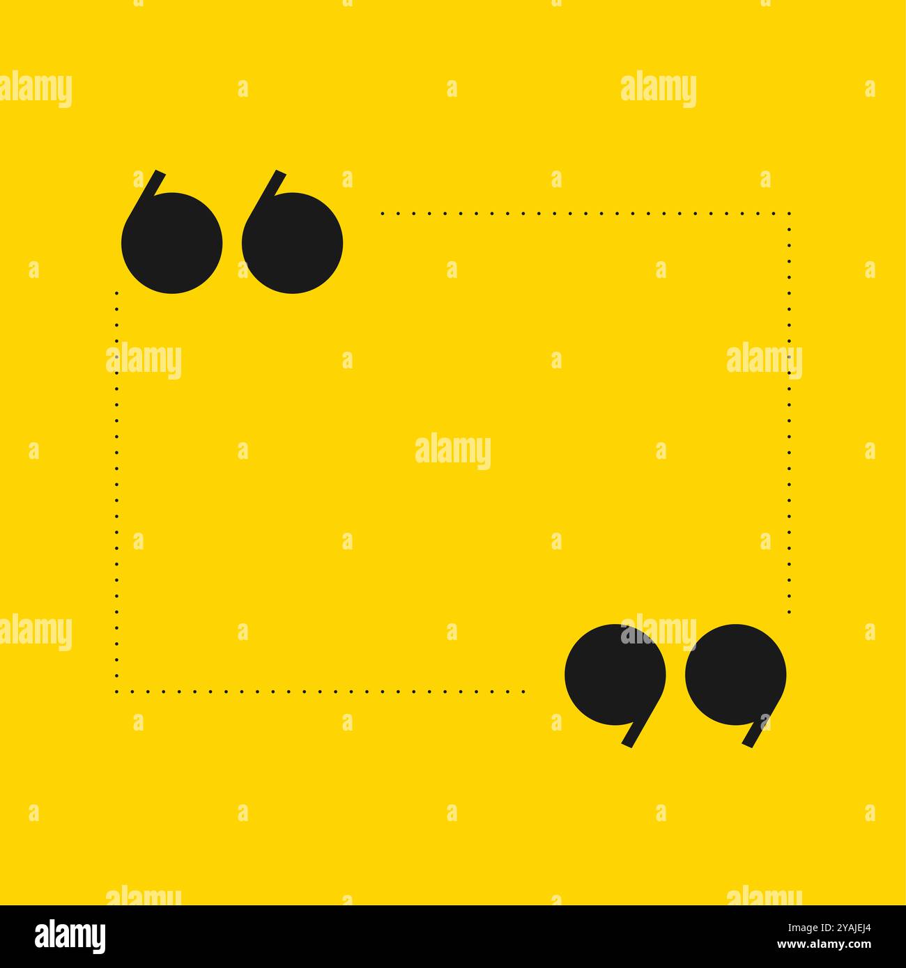 double inverted comma yellow background with blank or empty space vector Stock Vector