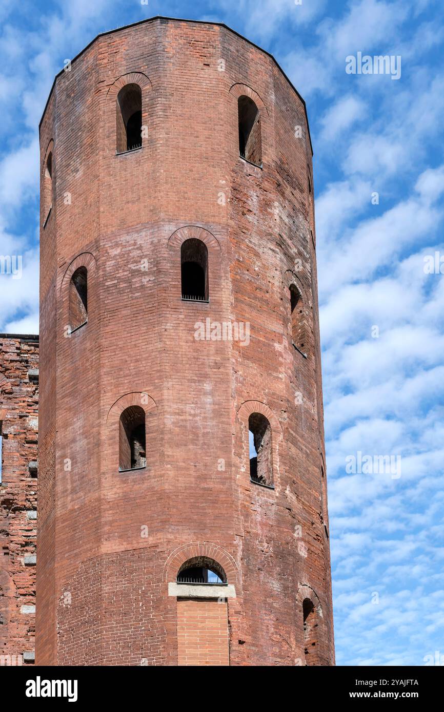 cityscape with sixteen sided tower at Porta Palatina, Augusta ...