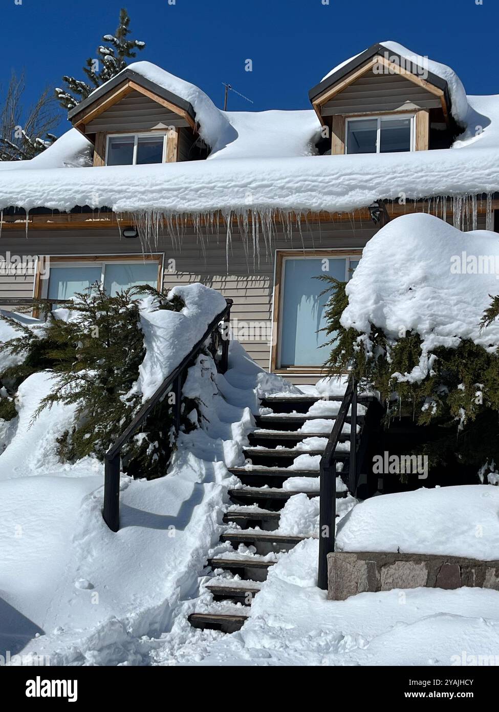 Picture of a snowy house. Santiago, Chile. - Smartphone Captured Stock Image