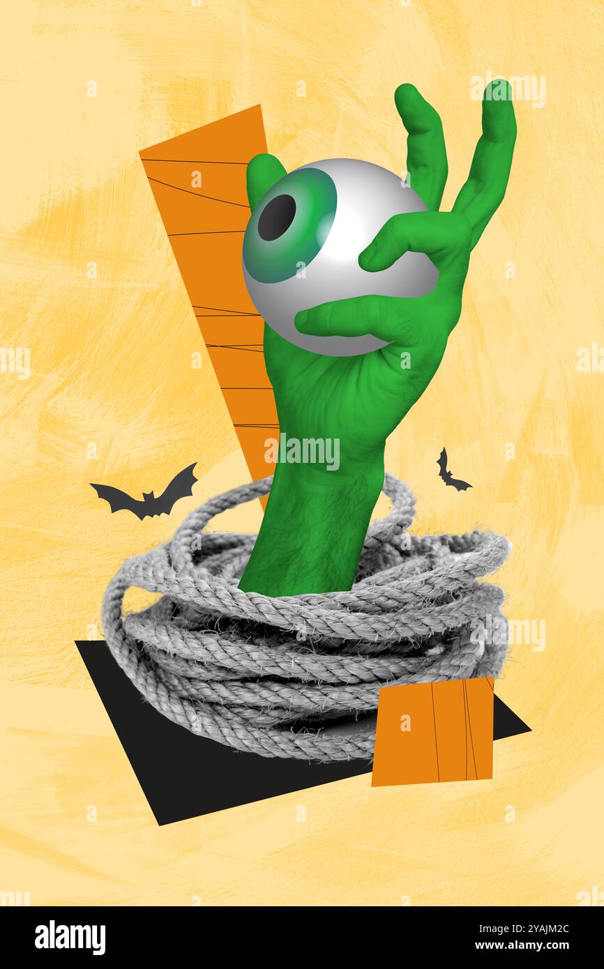 Spooky Rope Composite trend artwork sketch photo collage of halloween autumn season ...