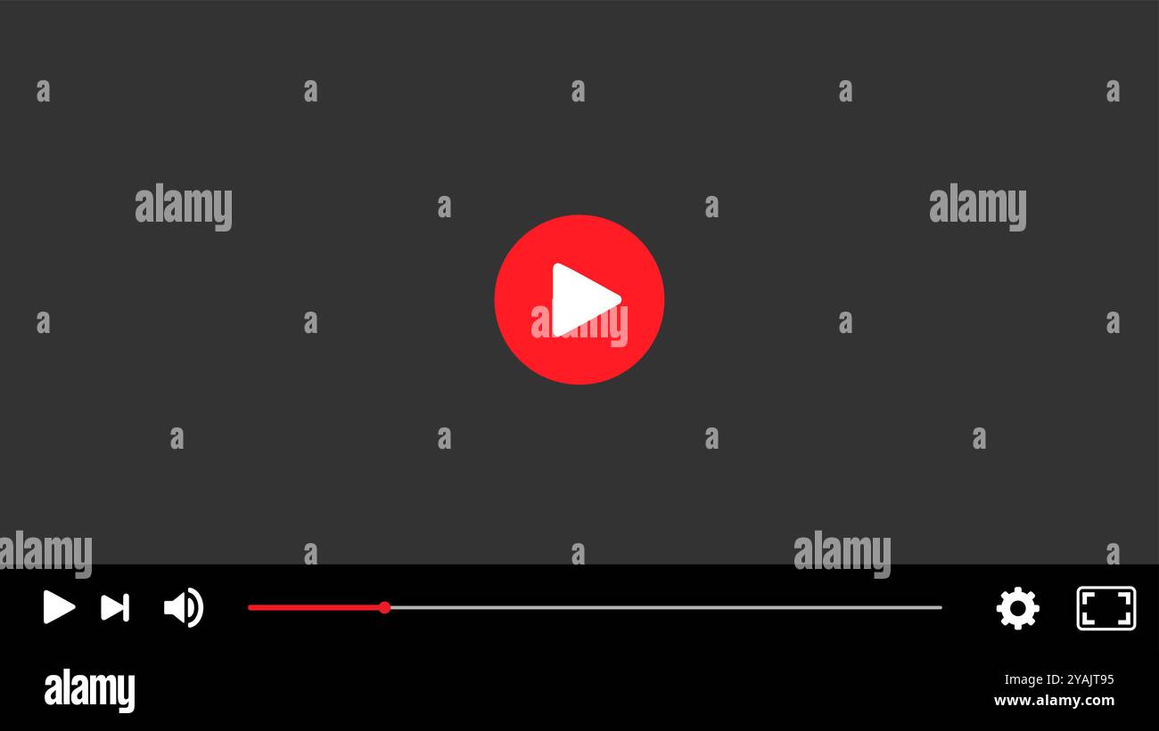 Video player interface with controls. The player window frame. Vector ...