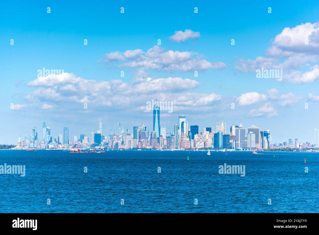 Manhattan skyline seen from Hudson river. New York, USA Stock Photo - Alamy