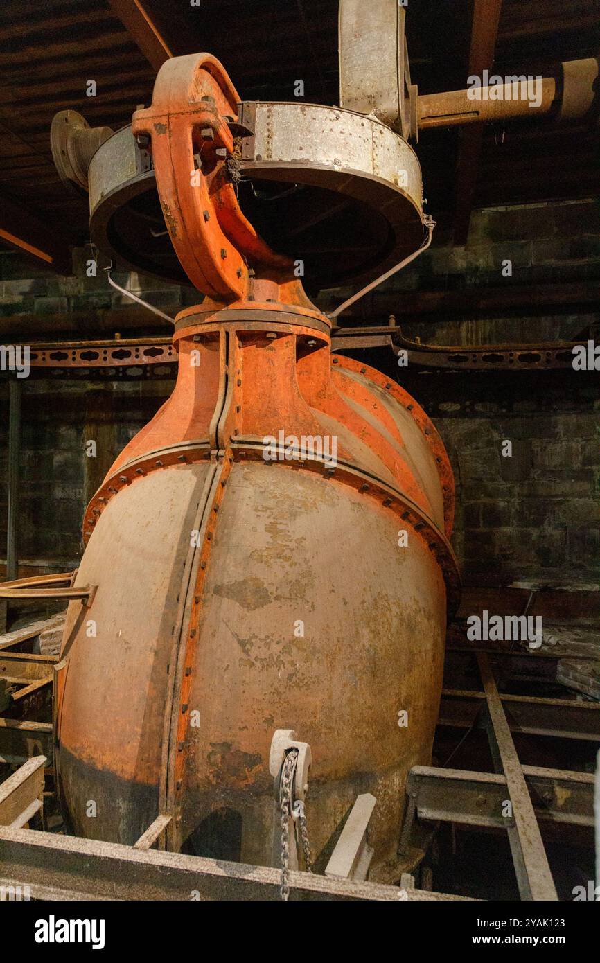 One of two 800 hp Boyden water turbines at Harmony Mills, Cohoes, Capital Region of New York State, USA Stock Photo