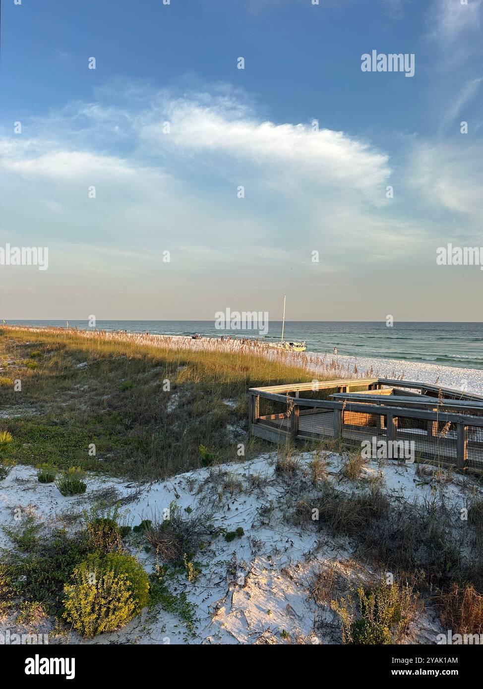Henderson Beach State Park walkway with sunset Stock Photo - Alamy
