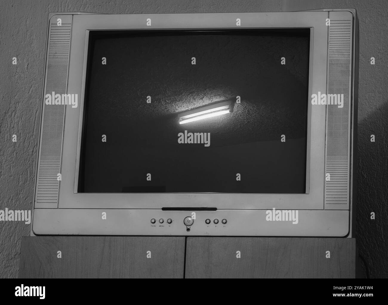 Crt frame neon glow in the dark stock photo alamy