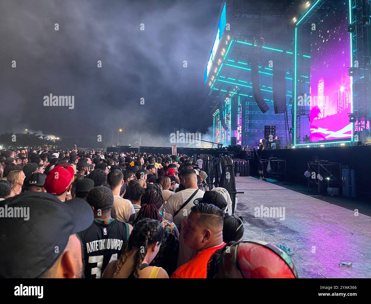 Crowd of people at the Rolling Loud Music Festival in Miami, Florida. - Smartphone Captured Stock Image