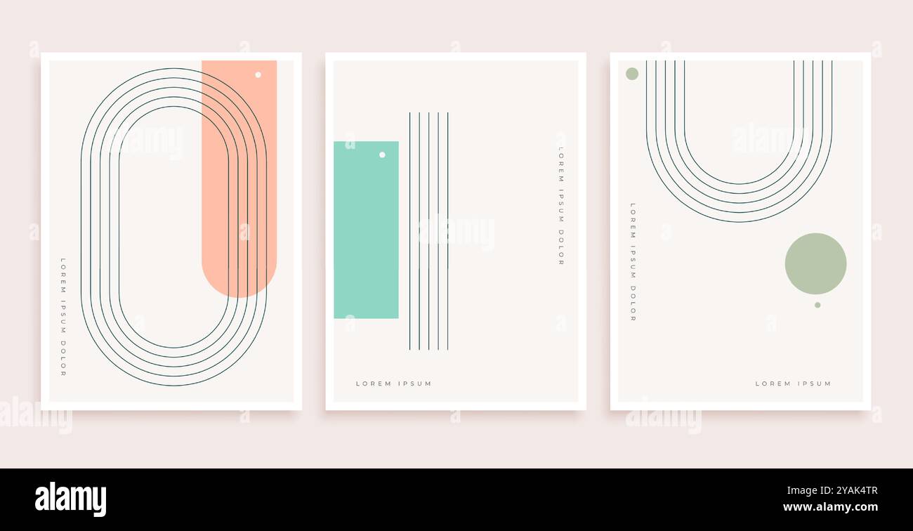 abstract boho line pattern set in vintage style vector Stock Vector ...
