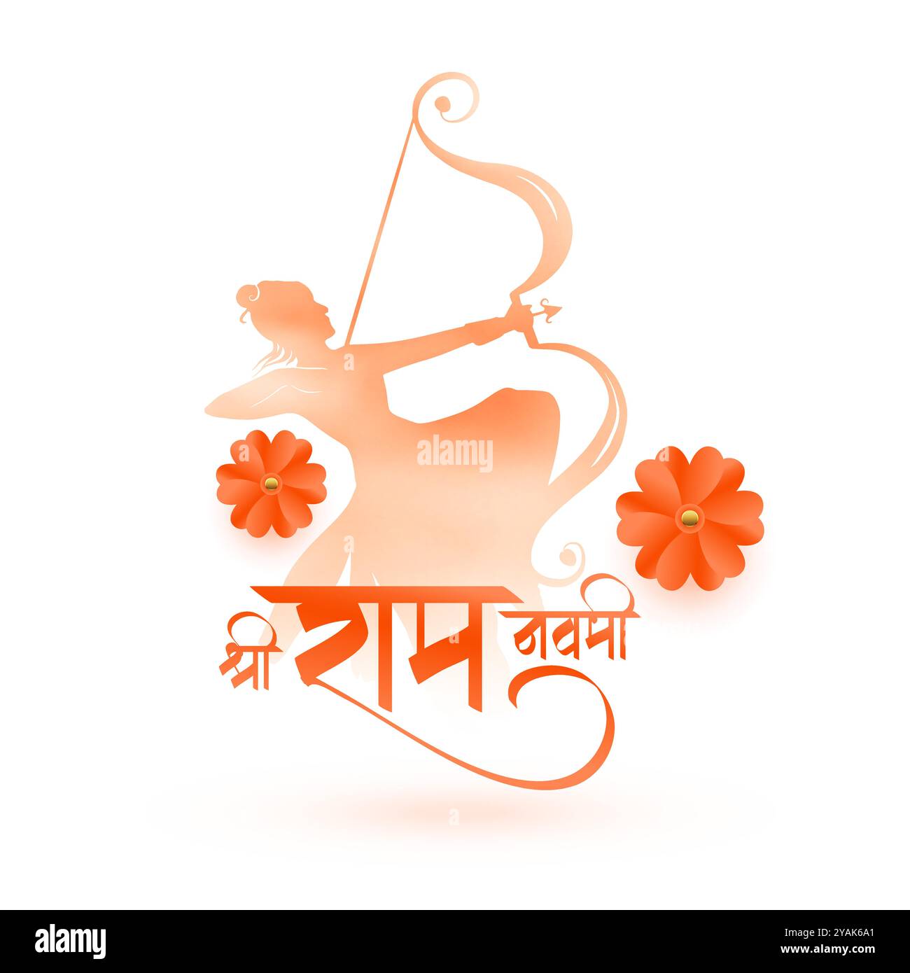 shree ram navami religious background with lord rama silhouette vector ...