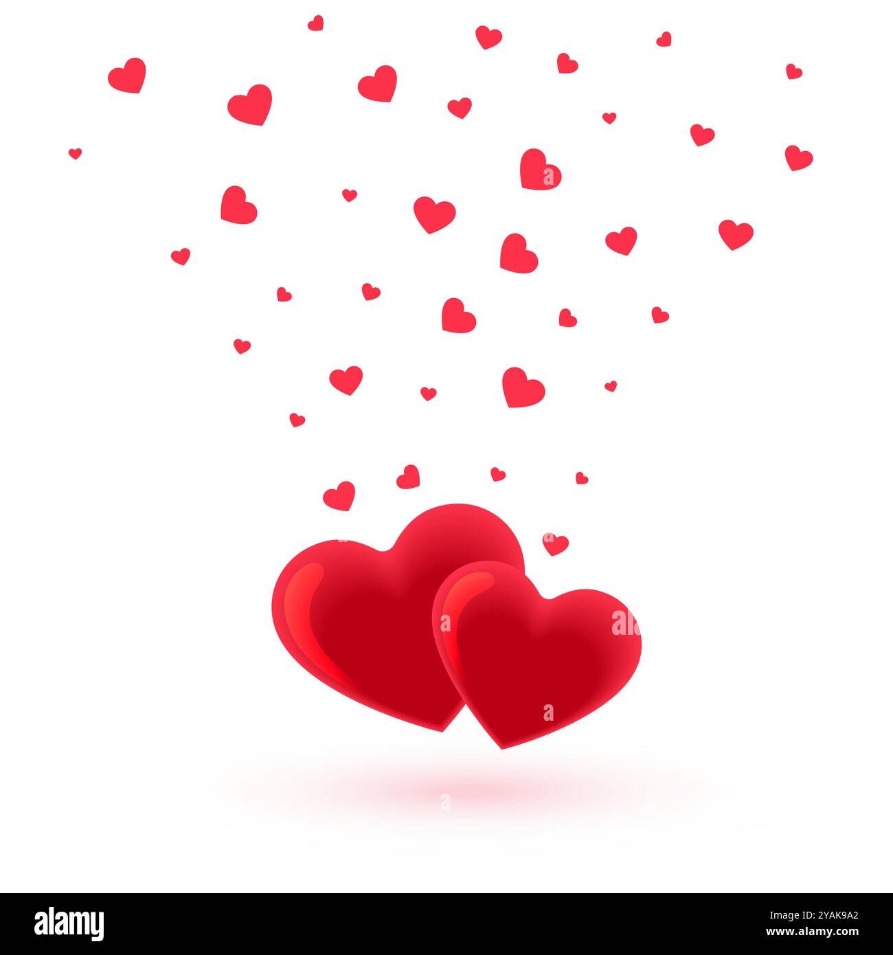 happy valentines day greetings card with flying love hearts vector ...