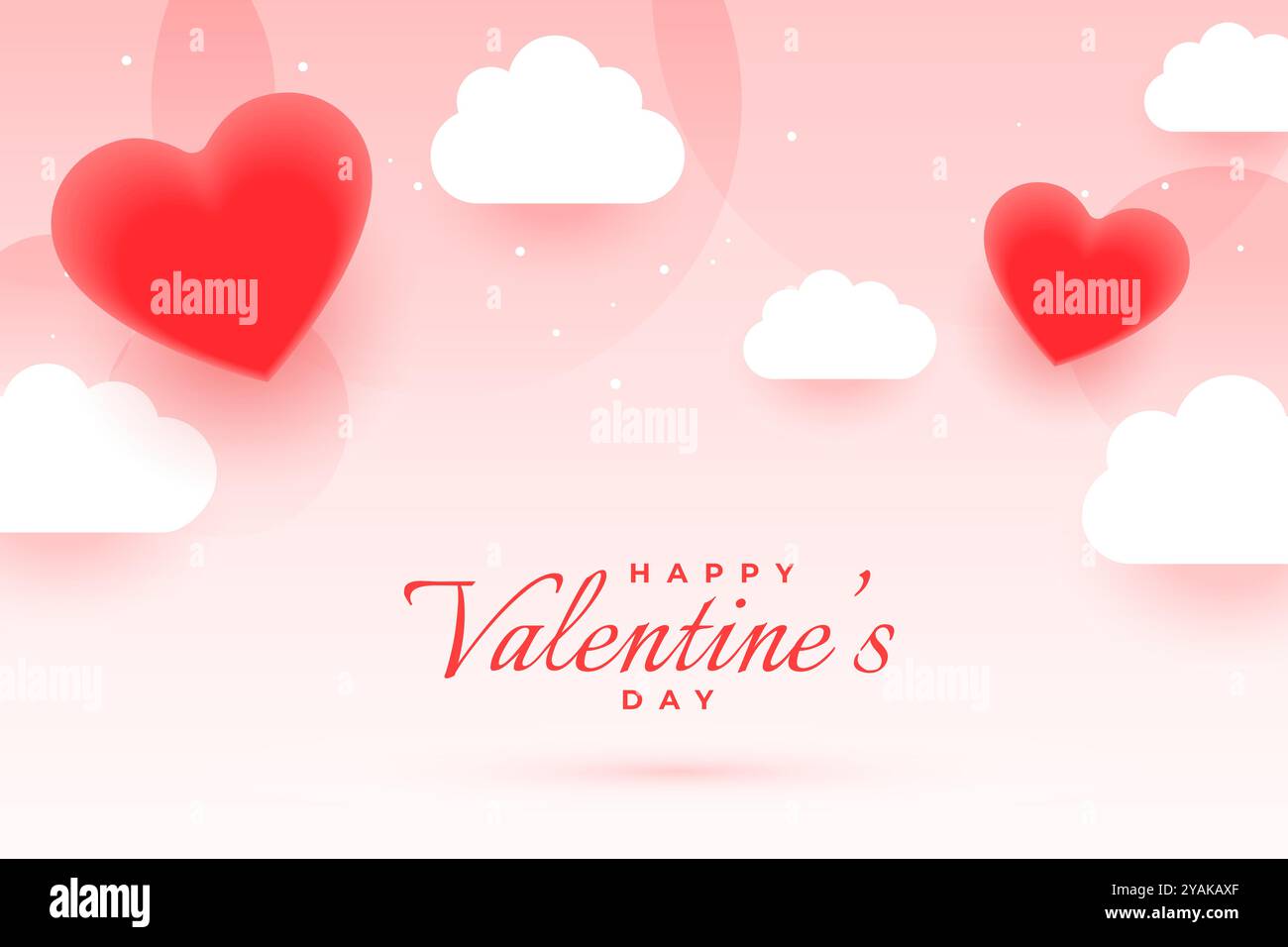 happy valentines day wishes background with hearts and clouds vector ...