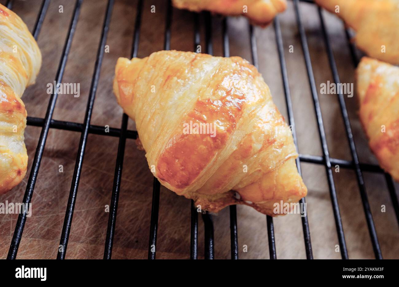 Freshly baked croissants Stock Photo