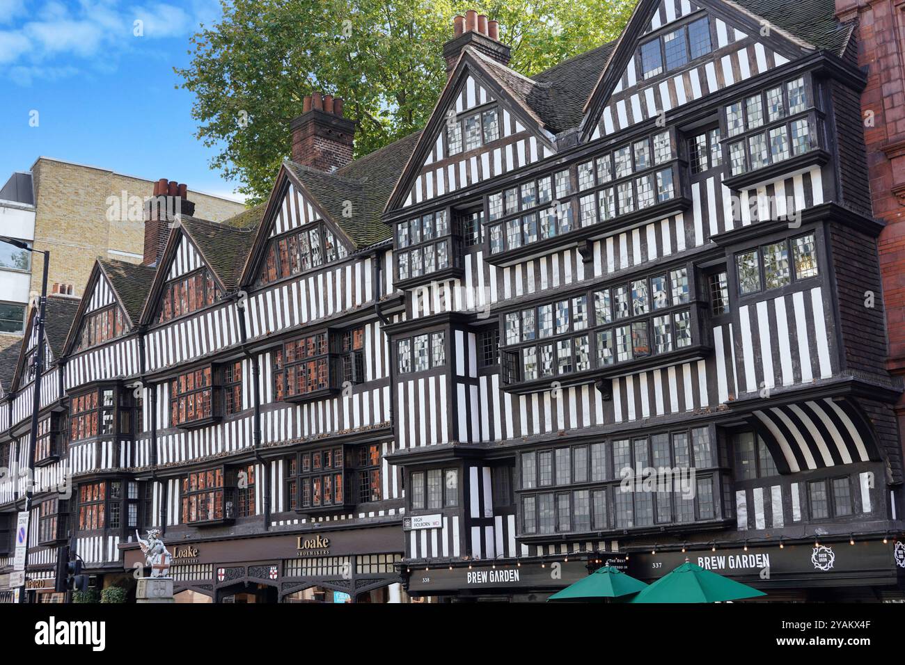 Staple Inn, a commercial building dating from the 1500s, one of the few to survive the Great Fire of London Stock Photo