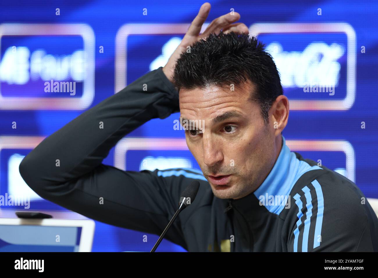 Argentina s Head Coach Lionel Scaloni Looks On During A Press argentina-s-head-coach-lionel-scaloni-looks-on-during-a-press