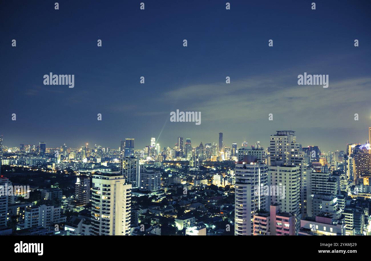 Bangkok skyline at night panorama Stock Photo - Alamy