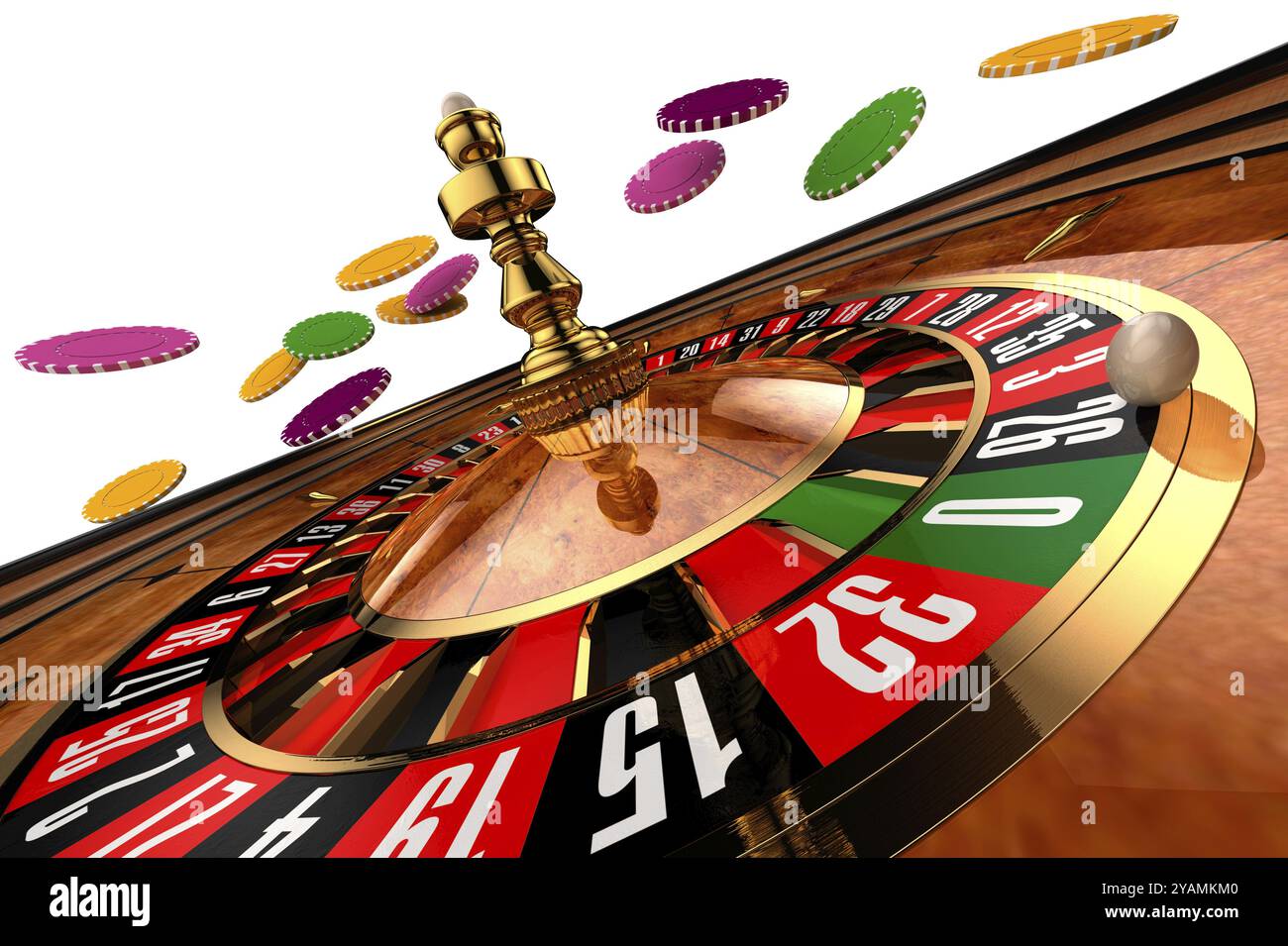 Roulette, built in three-dimensional program, on a white background Stock Photo