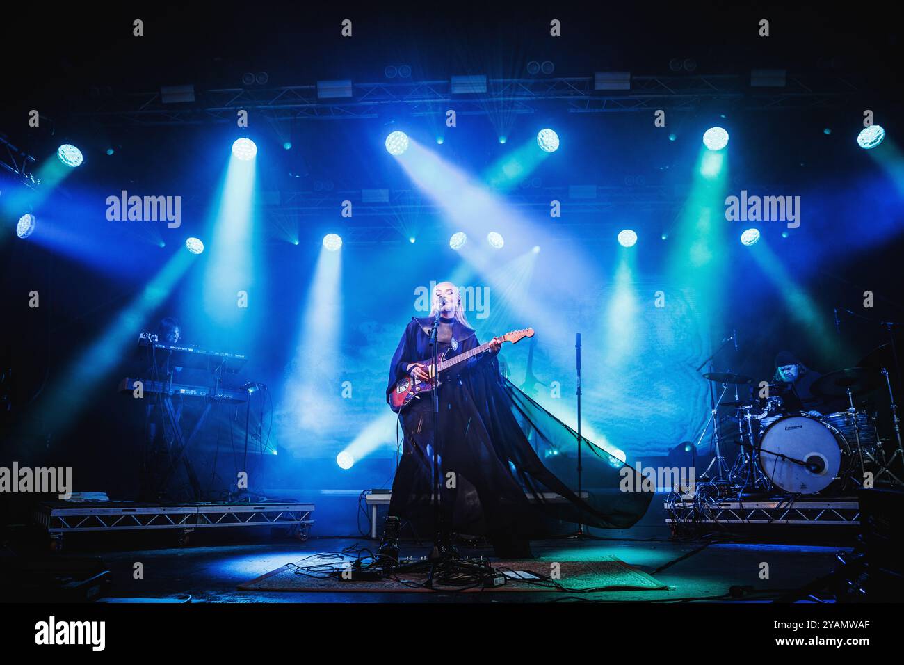 Sydregote, Faroe Island. 19th, July 2024. The Faroese singer, songwriter and musician Eivor performs a live concert during the Faroese music festival G Festival 2024 in Sydregote Stock Photo