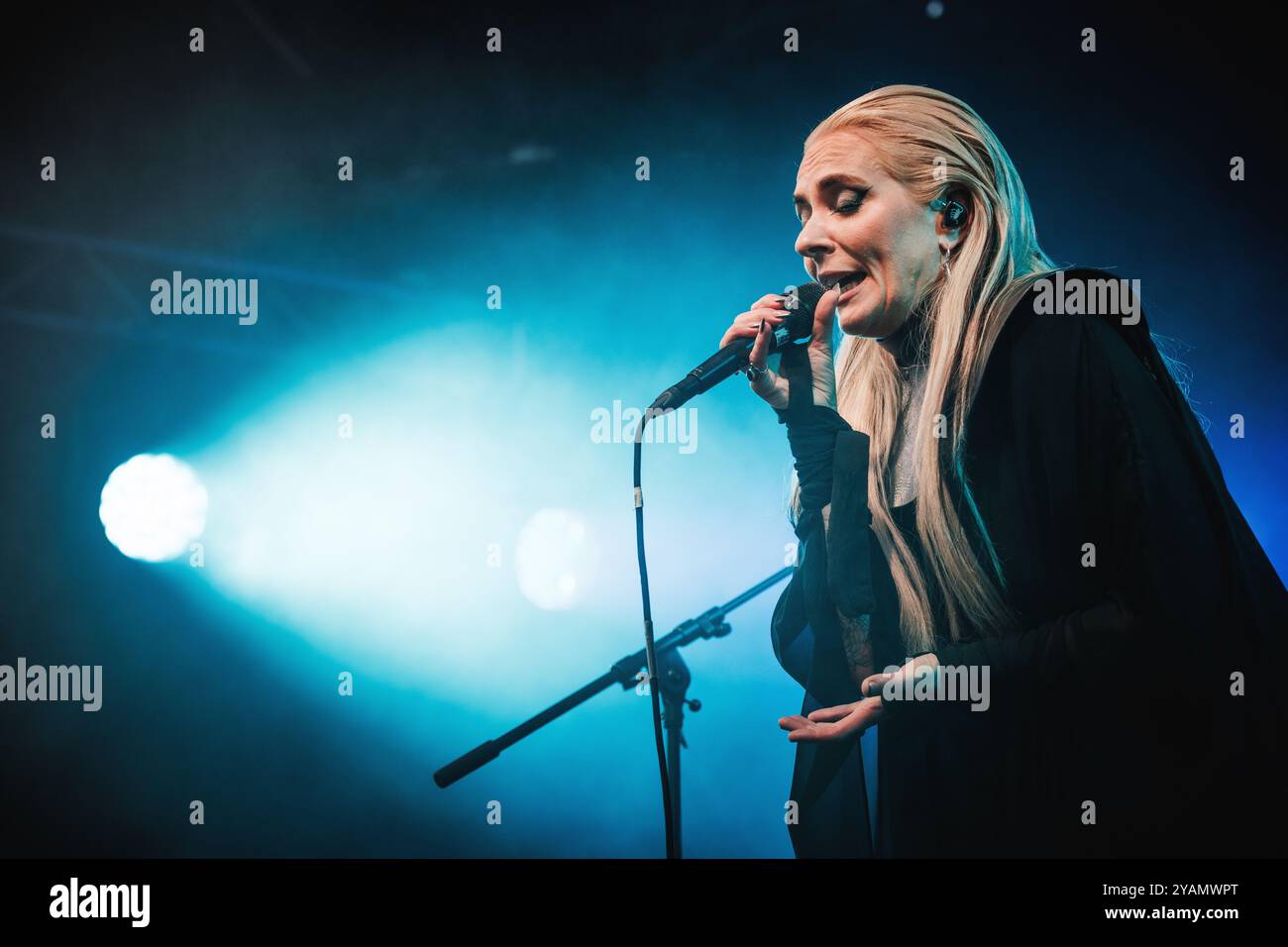 Sydregote, Faroe Island. 19th, July 2024. The Faroese singer, songwriter and musician Eivor performs a live concert during the Faroese music festival G Festival 2024 in Sydregote Stock Photo