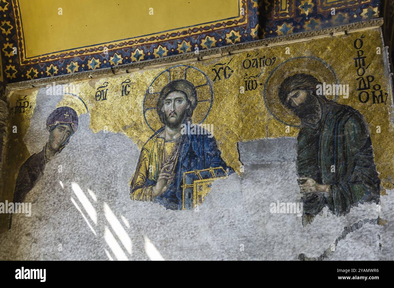 View on mural in Aya Sofia Temple in Istanbul, Turkey, Asia Stock Photo ...