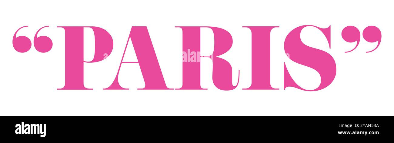 Bold pink typography of the word 'Paris' in quotation marks. This uppercase, minimalist design is ideal for modern branding, marketing Stock Vector