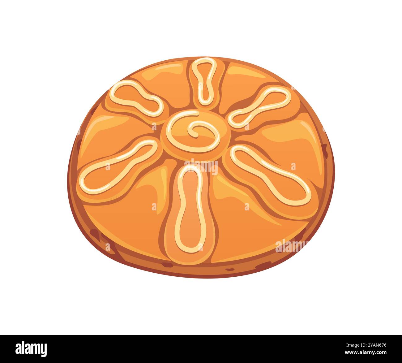 Mexico Day of Dead Pan de Muerto bread or cake. Mexican Dia de Los Muertos festival spooky bake, isolated vector scary cake. Hispanic culture holiday or Mexico Day of the Dead carnival traditional pan Stock Vector