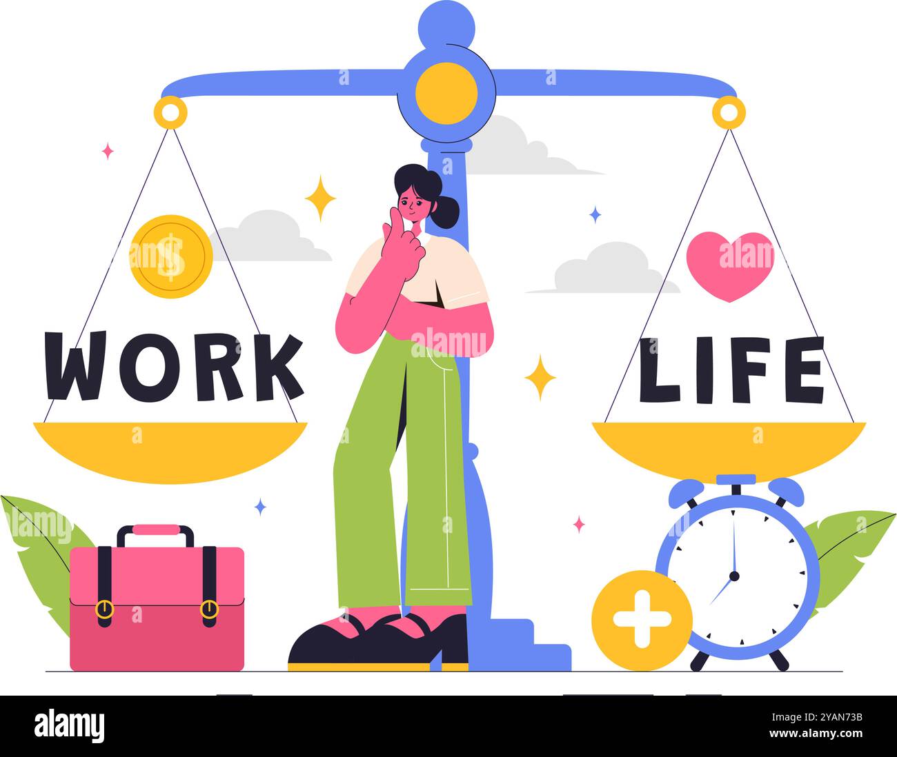 Work Life Balance Vector Illustration of a Person Balancing Job, Family ...