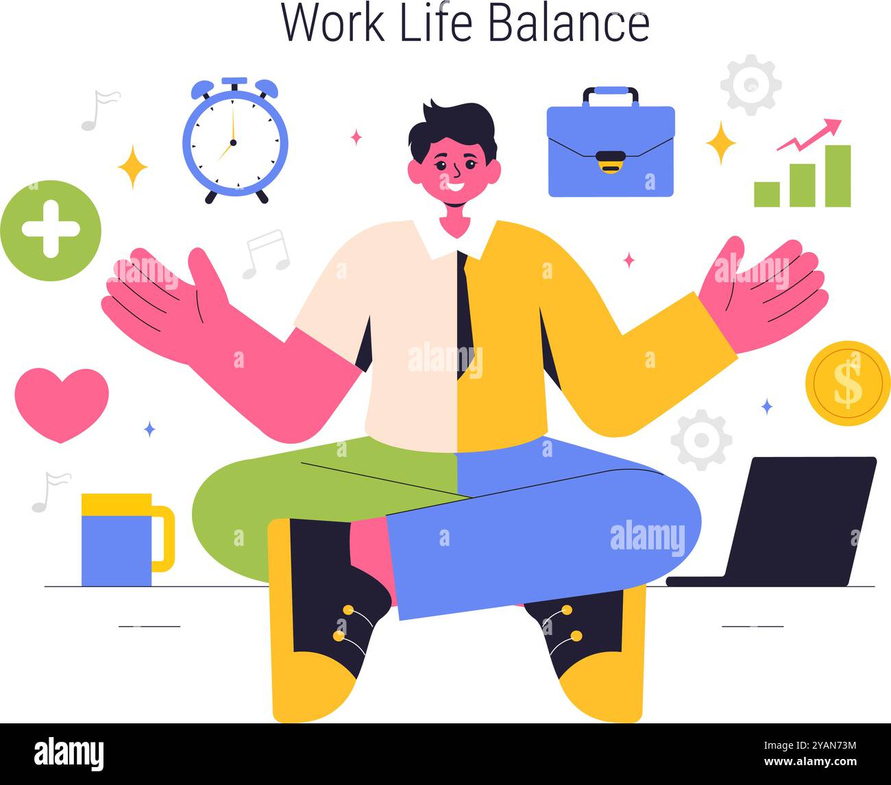 Work Life Balance Vector Illustration of a Person Balancing Job, Family ...