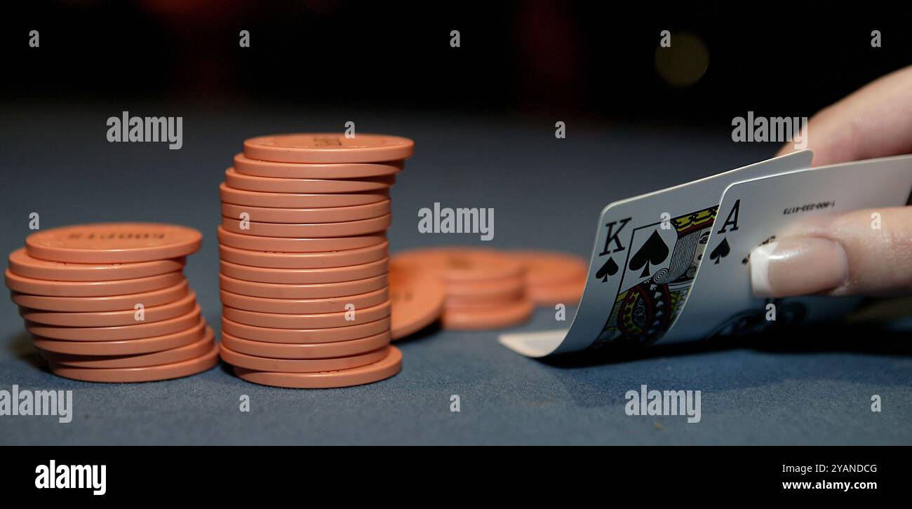 Gambling card games in a casino Stock Photo