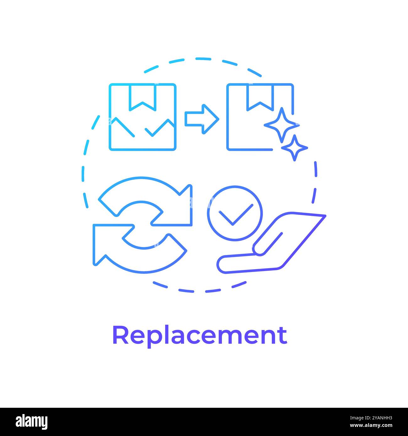 Replacement blue gradient concept icon Stock Vector