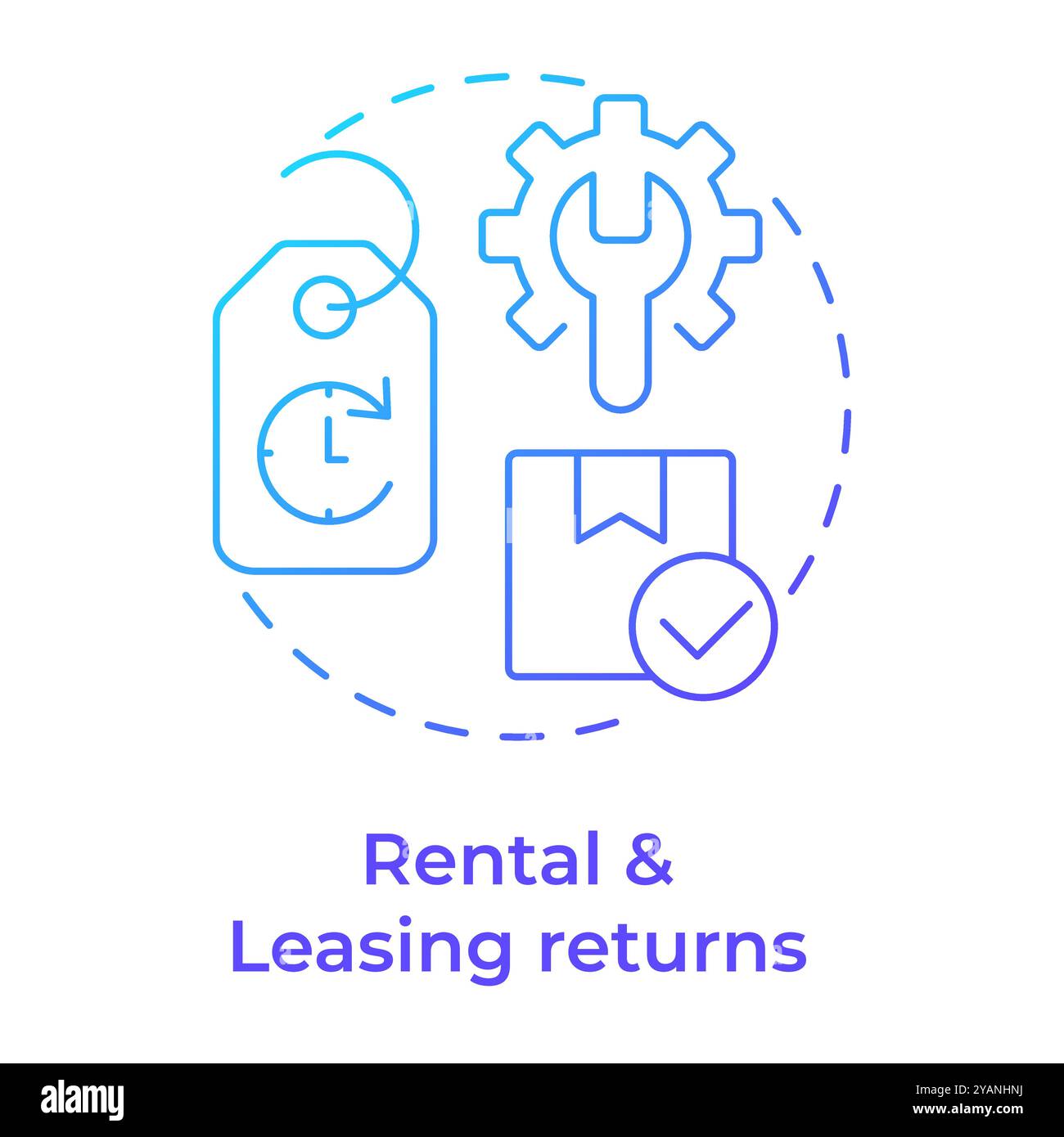 Rental and leasing returns blue gradient concept icon Stock Vector