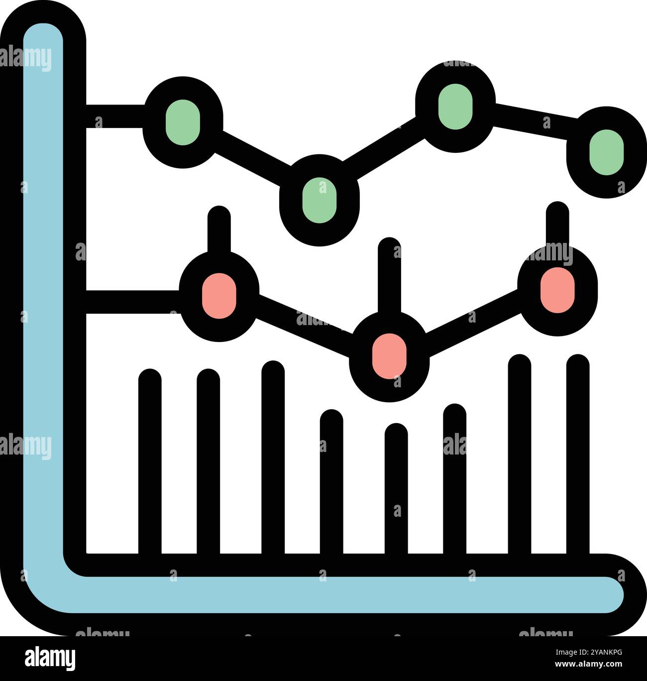 Colorful graph chart is showing and comparing different data results ...