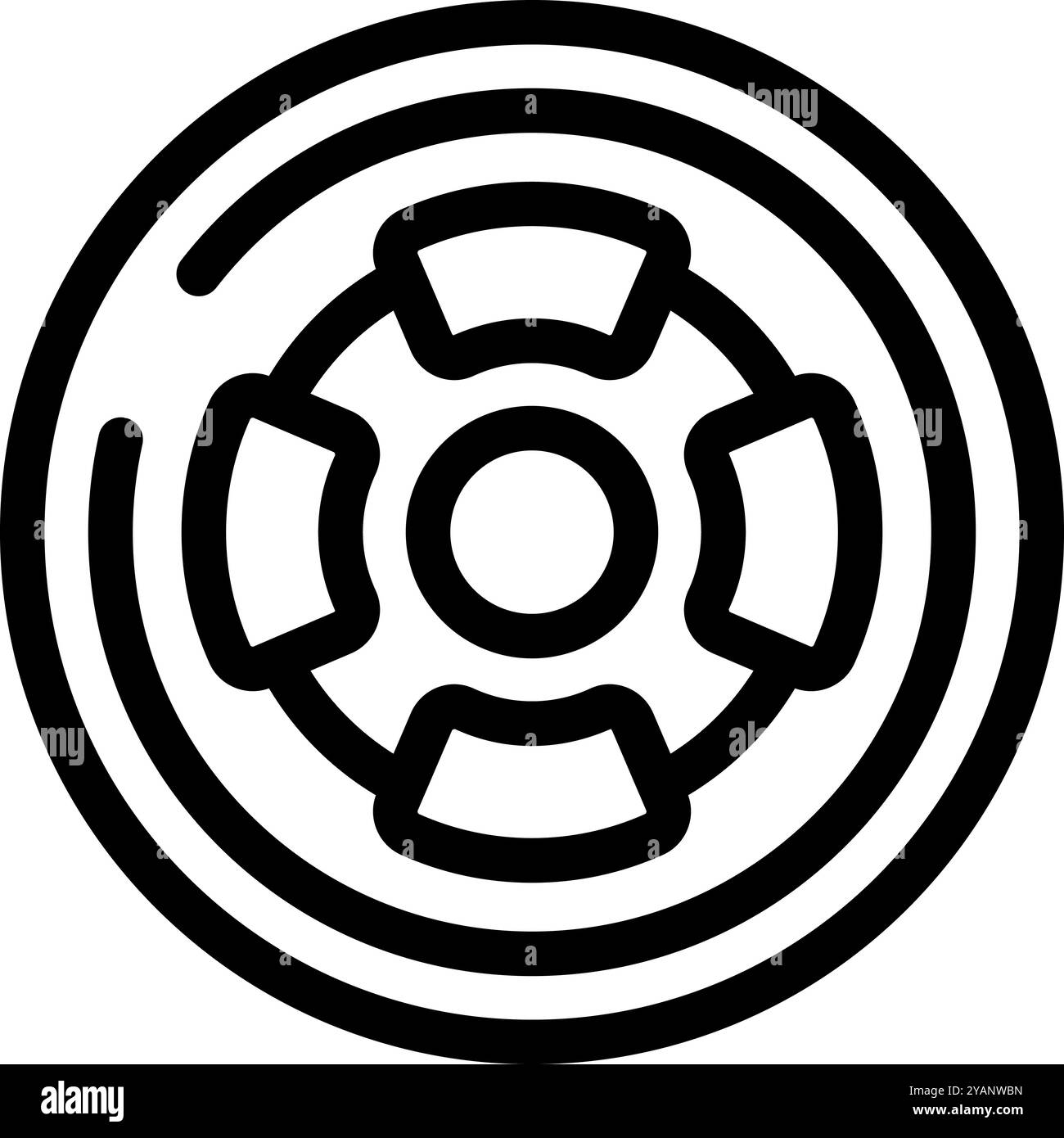 Simple line art of a car brake disc being inspected for worn rotor ...