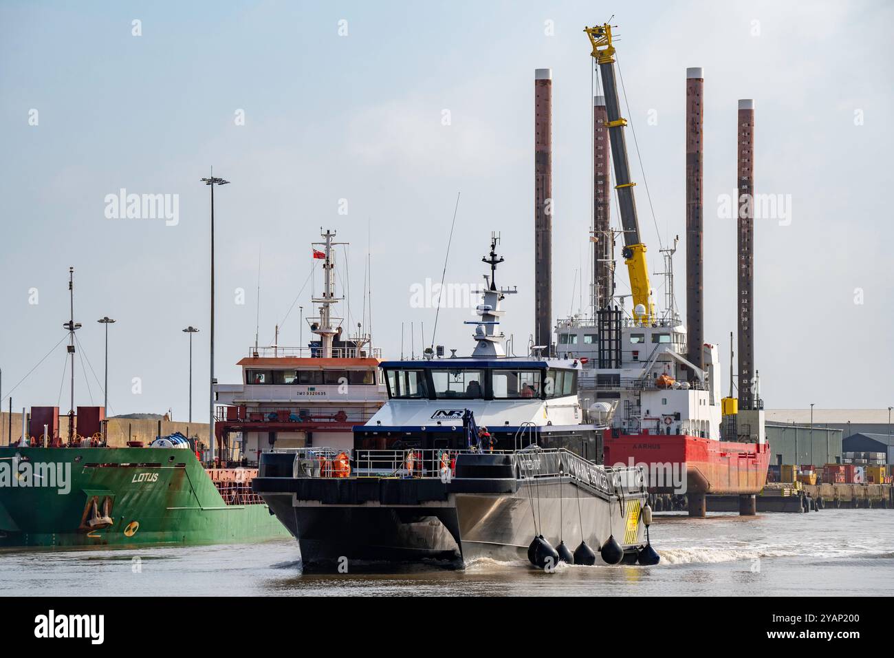 NR Predator offshore energy support craft Great Yarmouth Norfolk Stock Photo