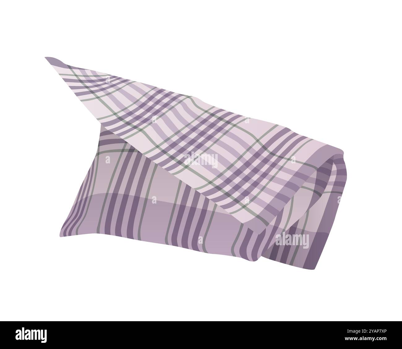 Folded fabric towel or kitchen tablecloth with gingham texture vector illustration Stock Vector