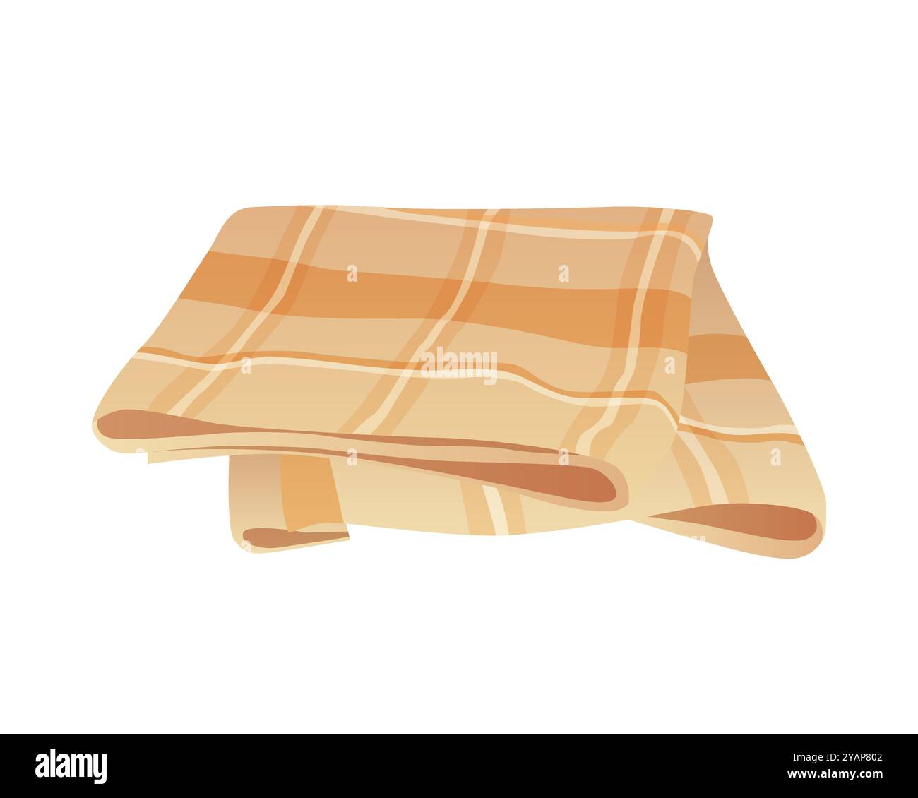 Brown square folded kitchen napkin with checkered pattern vector illustration Stock Vector