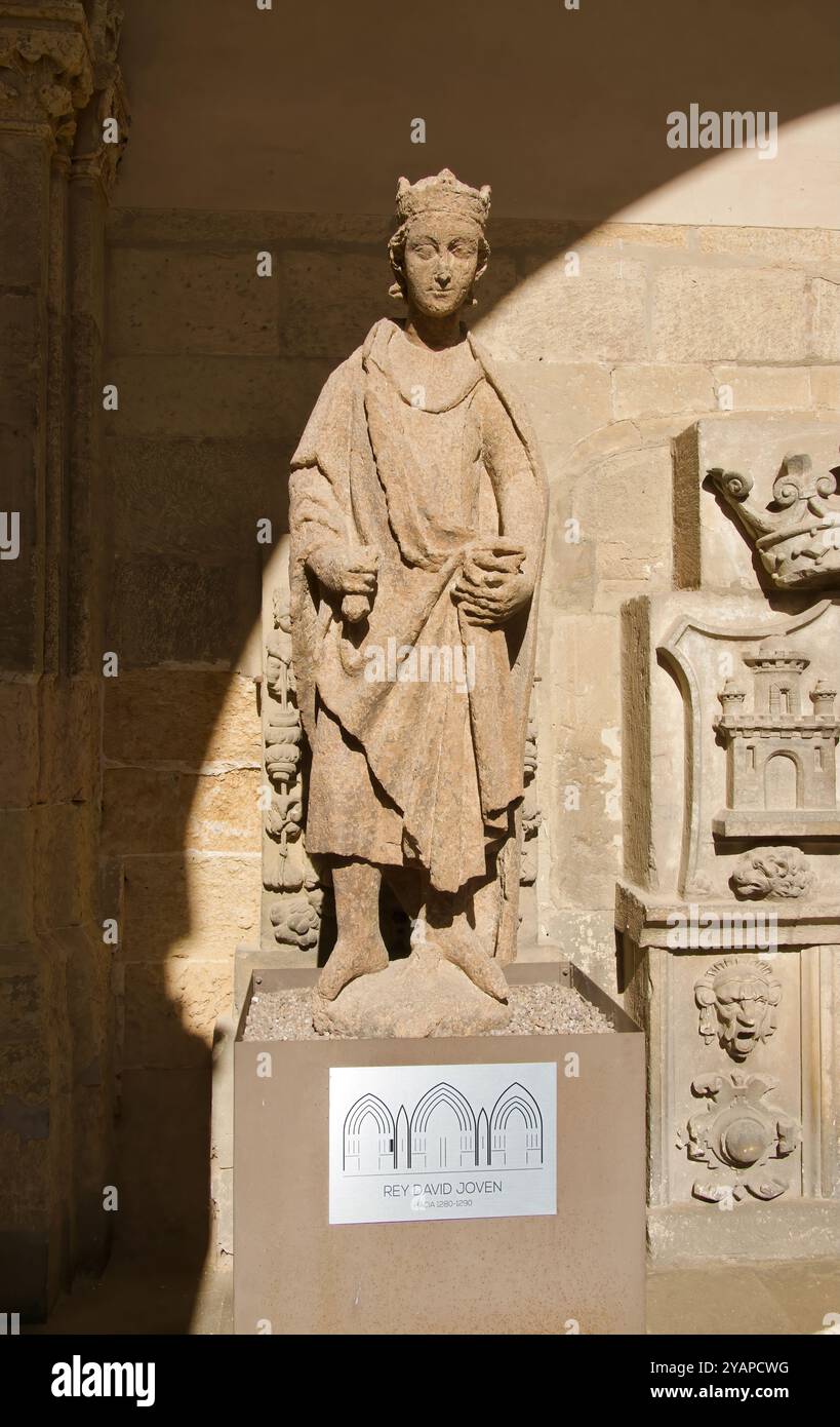 Stone Rey 13th century stone carved sculpture Rey David Joven in the cloisters ...