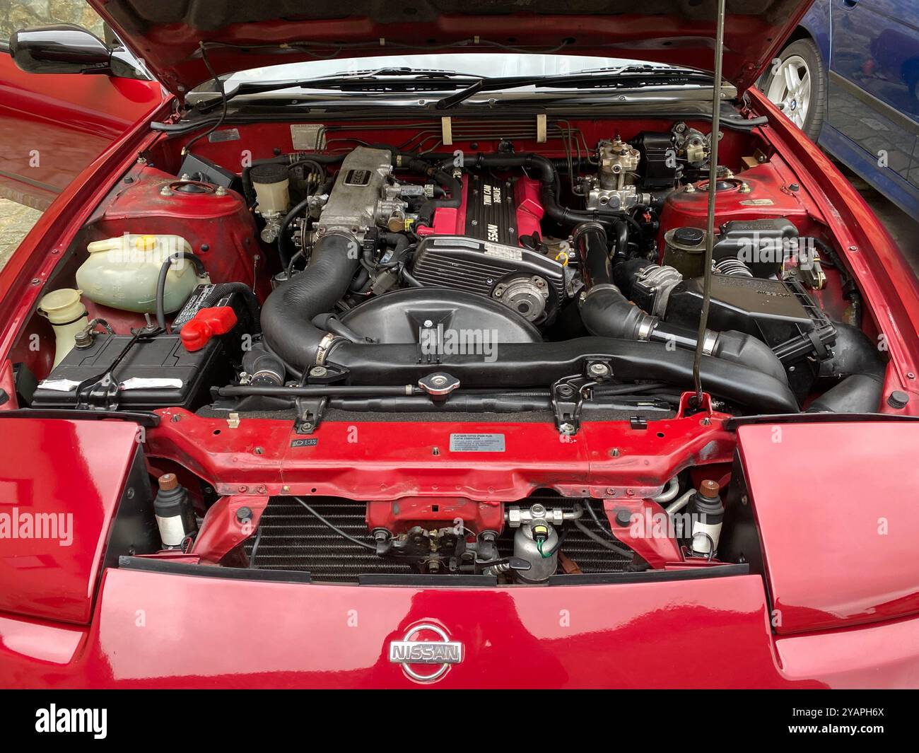 Nissan 200SX S13 engine bay - Smartphone Captured Stock Image