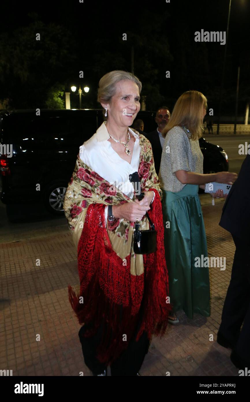 The daughter of Queen Sofia of Greece.Arrivals at pre- wedding party at Byzantine museum in Athens. Stock Photo