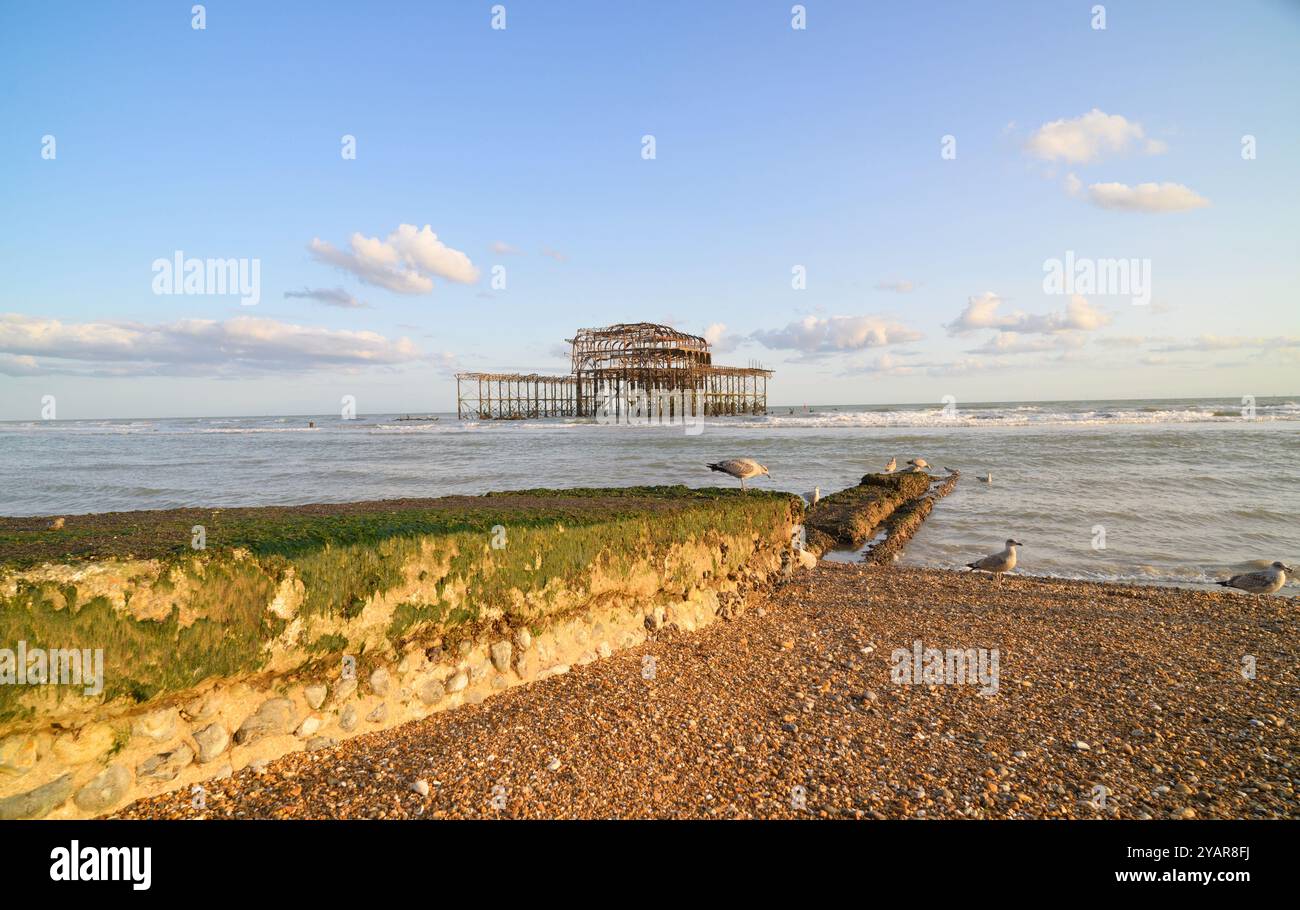 West Pier from the shore Brighton Sussex England UK Stock Photo
