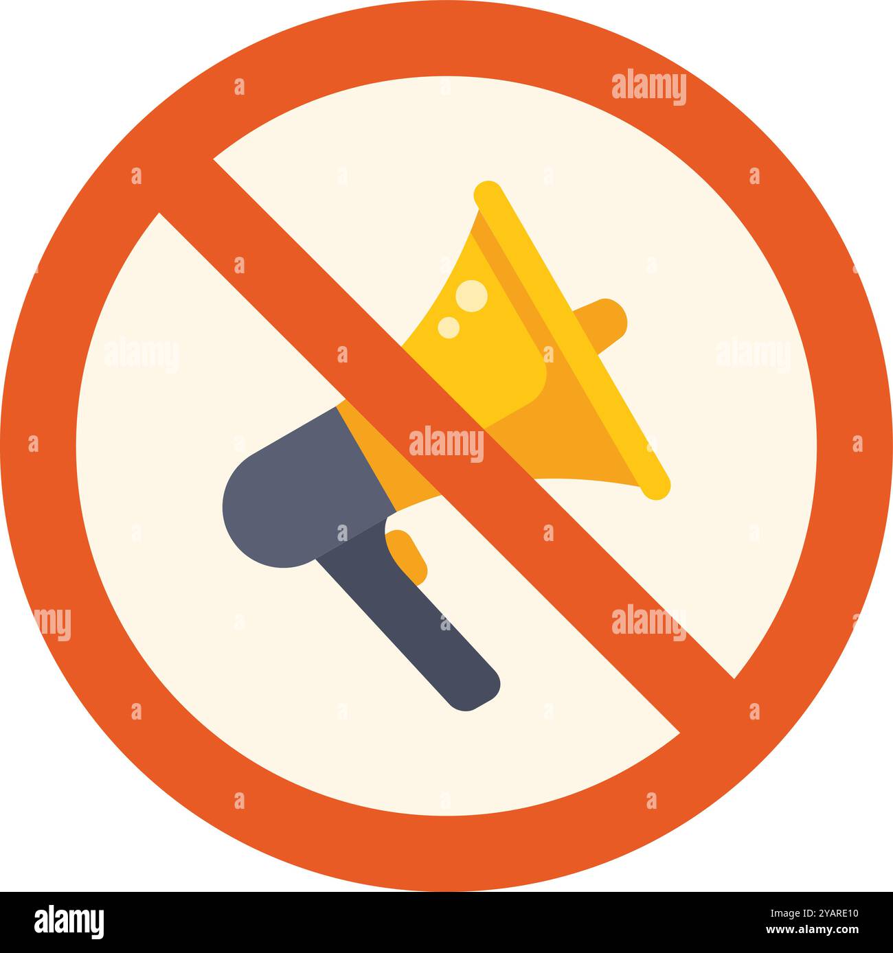Red crossed circle is forbidding using a megaphone, making noise is ...