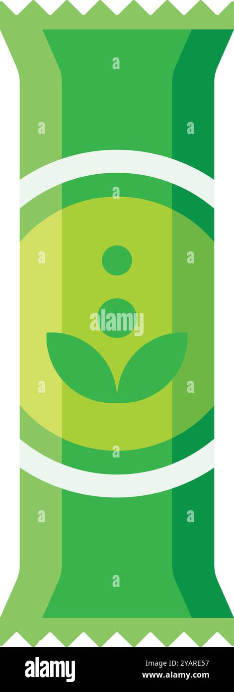 Green packaging bag with leaf logo, perfect for presenting your packaging design for snacks, powder product, or other organic products Stock Vector