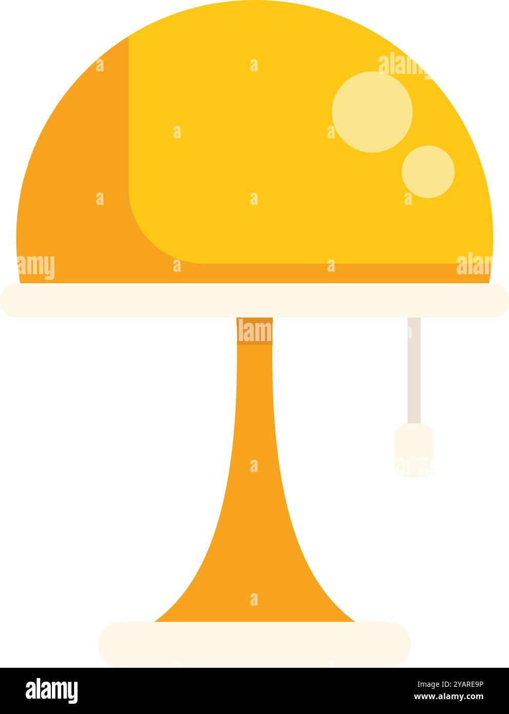 Yellow desk lamp standing with pull switch providing light for work or study Stock Vector