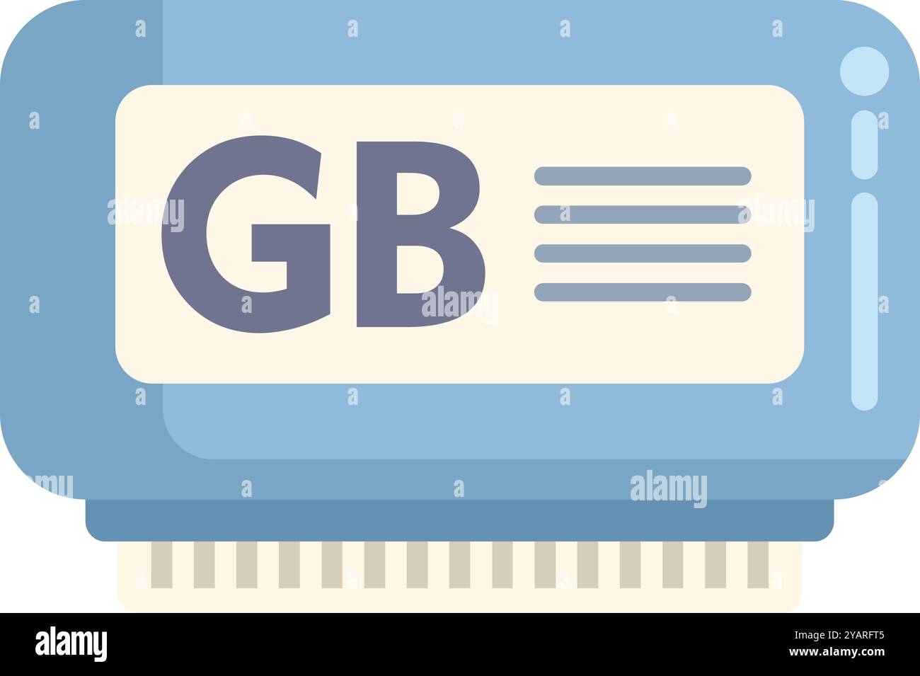 Ram memory module displaying gb gigabyte capacity icon sign symbol for computer hardware and software Stock Vector